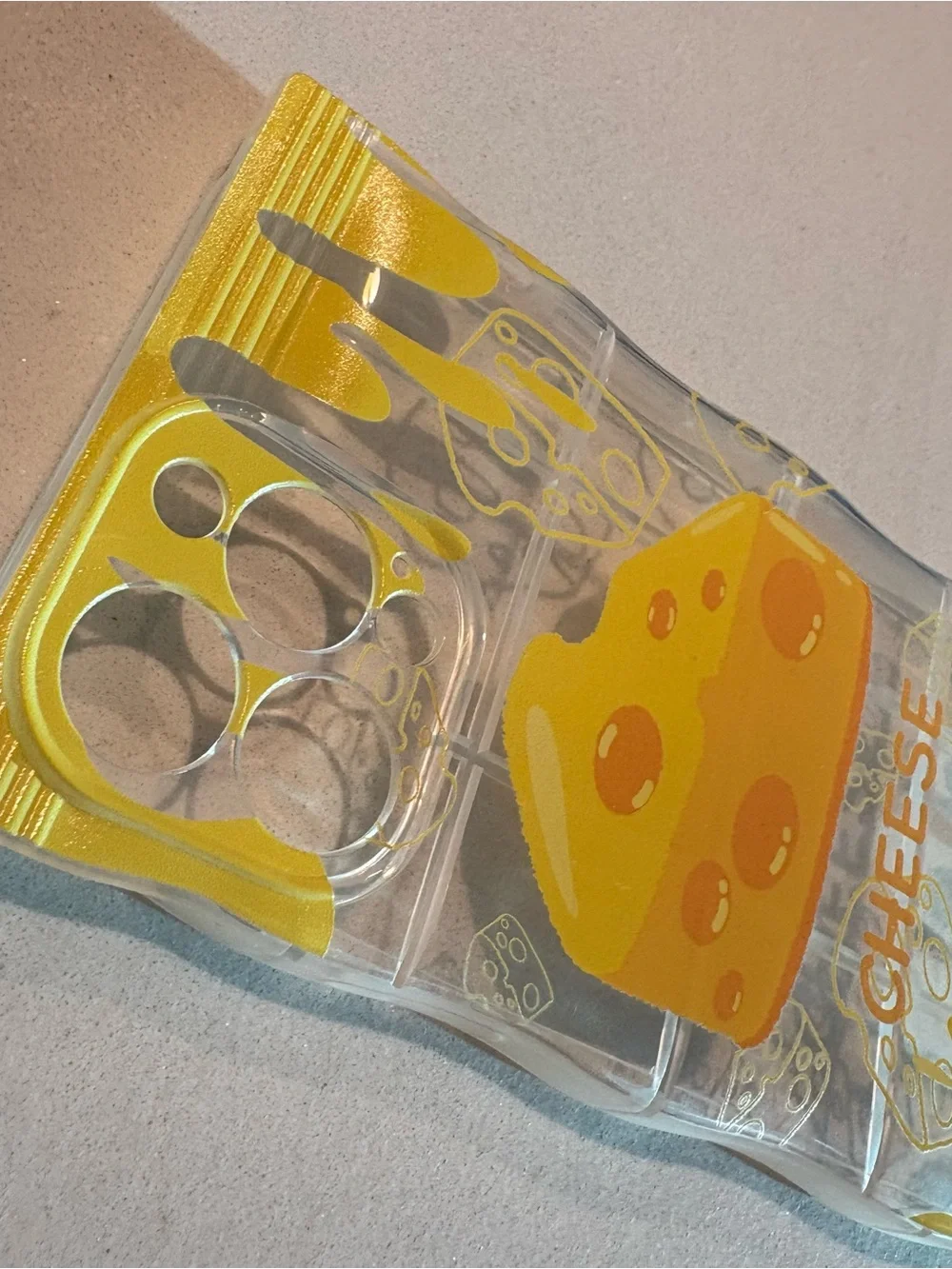 Clear iPhone 13 Pro Max Case with Yellow Cheese Graphic